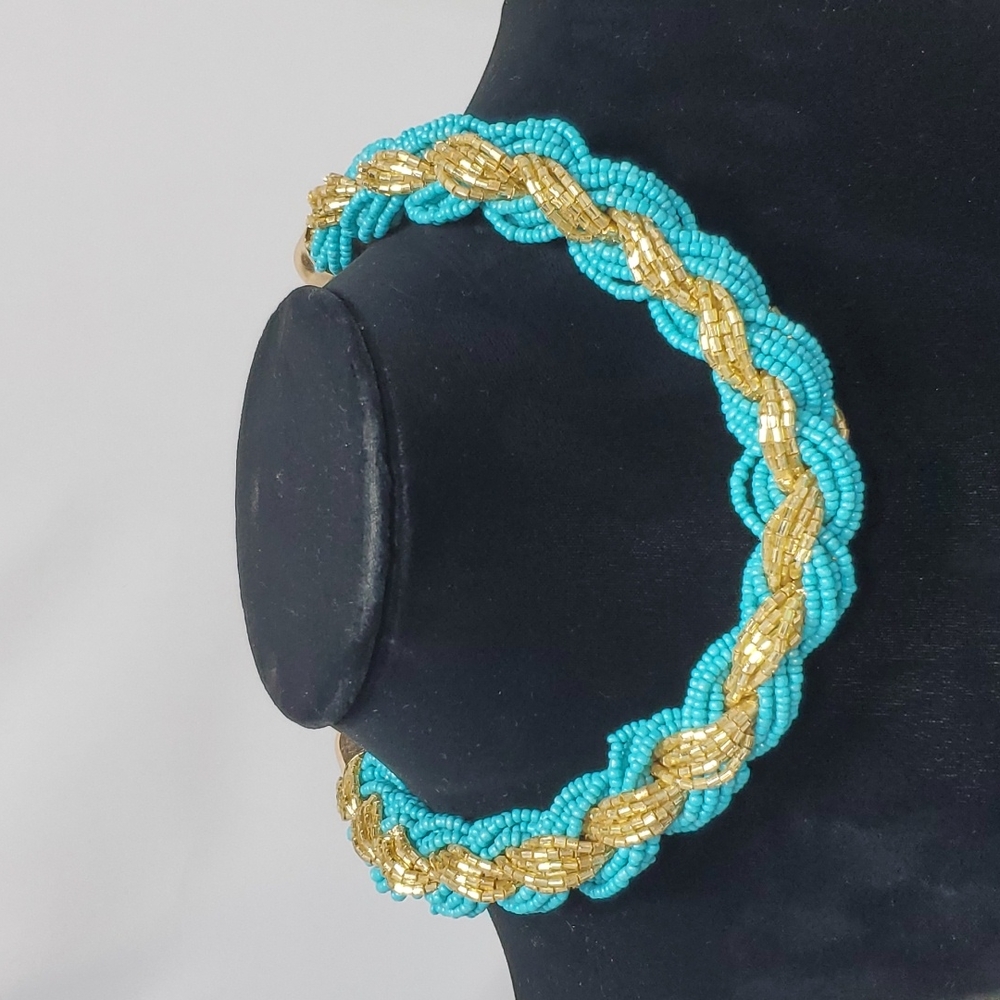 Signature turquoise with gold beaded necklace